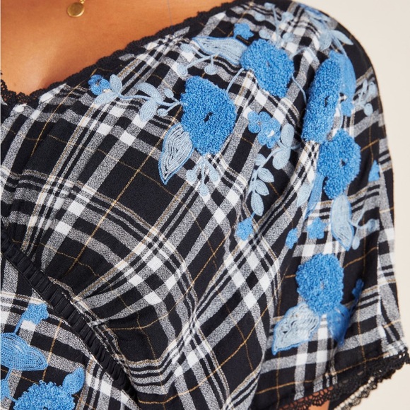 Anthropologie Sarah Plaid Embroidered Tunic NWOT Size 8 - Picture 5 of 12